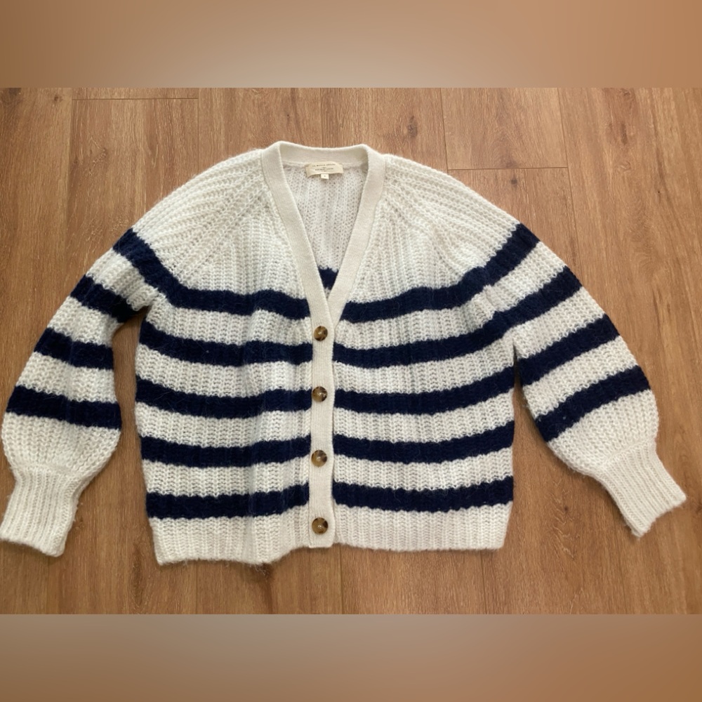 Sezane Basile Cardigan ecru/navy, S